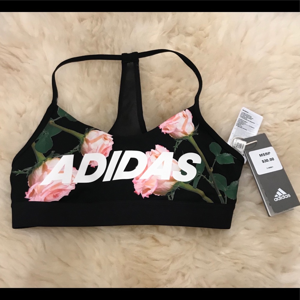 Adidas sport top bra with flower print
